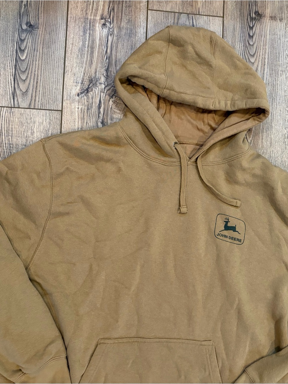 John Deere Coyote Brown Tractor Flag Graphic Hoodie Mens 3XL Pullover - Picture 5 of 9